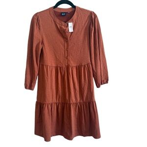 Gap Puff Tiered Orange Mini Dress Size Small